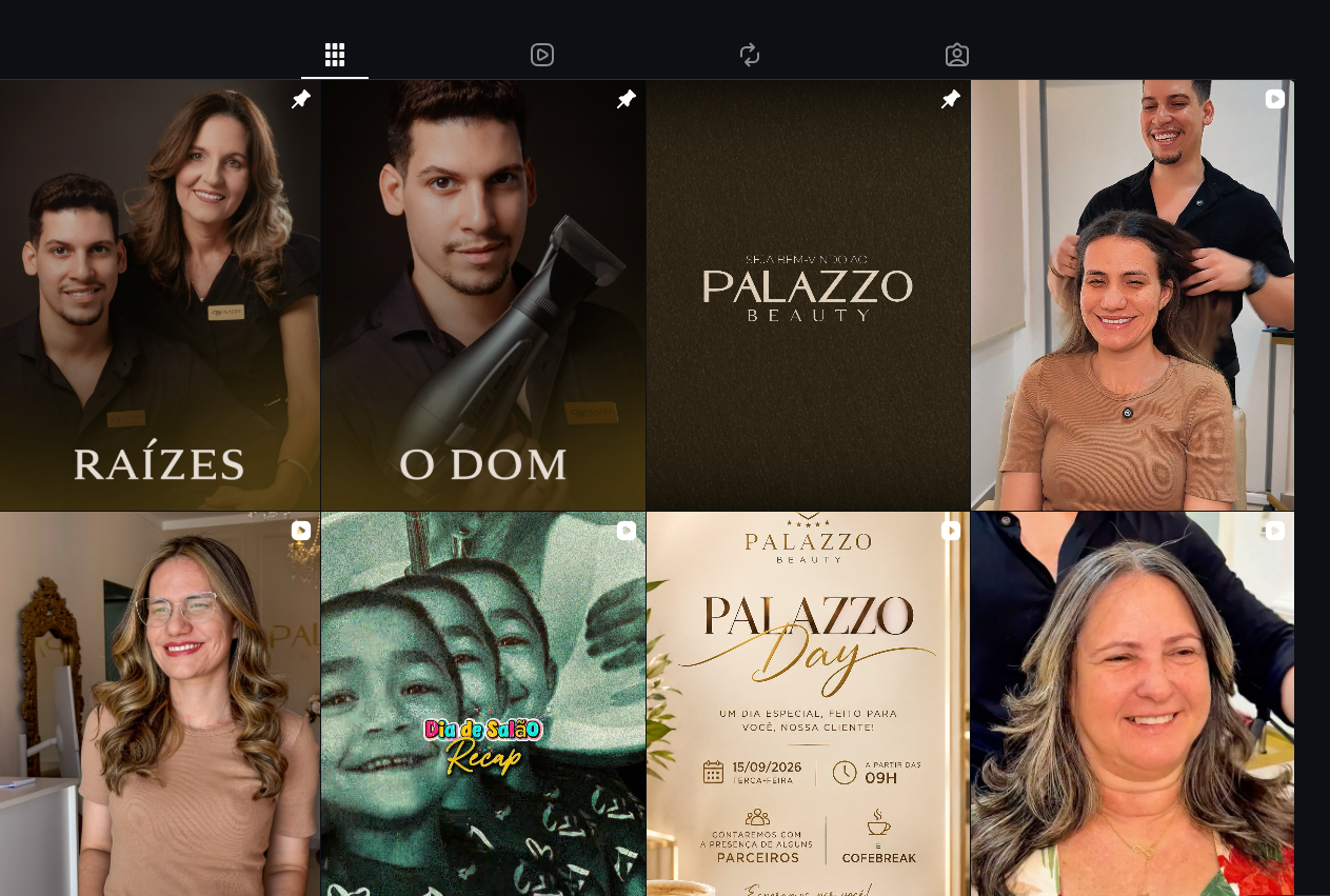 Publicações reais da Palazzo Beauty no Instagram